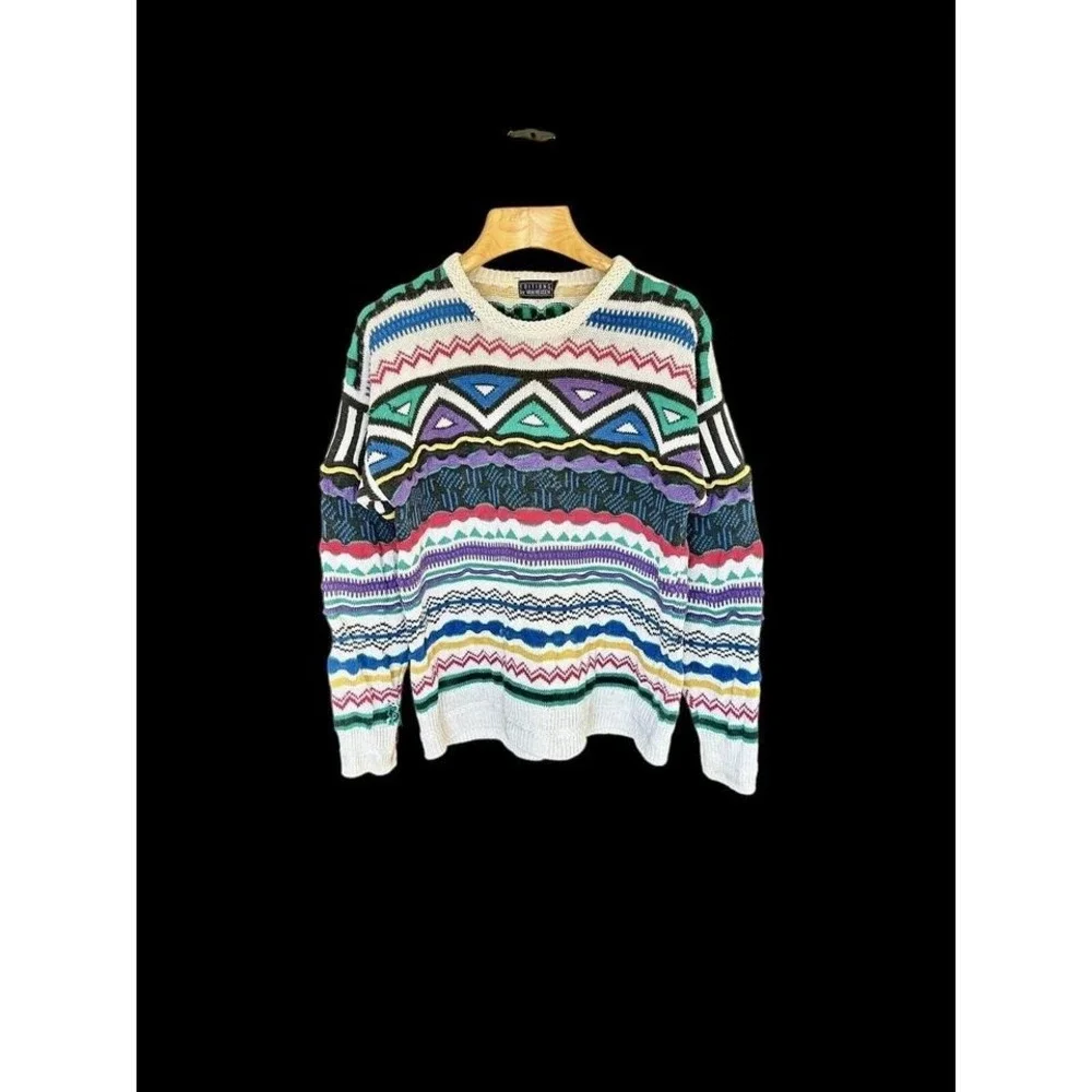 Vintage Multicolored Sweater Editions by Van Heusen Sz Medium Coogi *Flaws